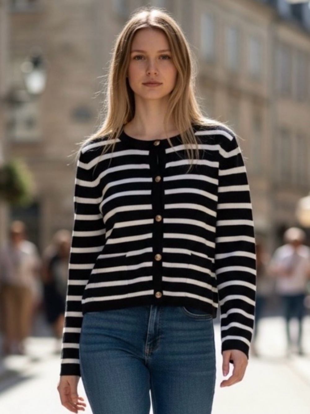 Anrabess Black and White Striped Women's Sweater NWT - Picture 1 of 12